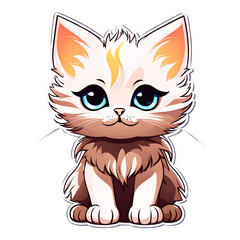 Gorgeous mature cat sticker, a burst of vibrant colors capturing the feline's majestic charm and captivating beauty in a lively image.