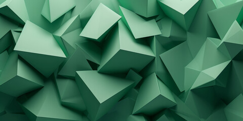 Fototapeta na wymiar 3D abstract geometric green background, design element for web banners, posters