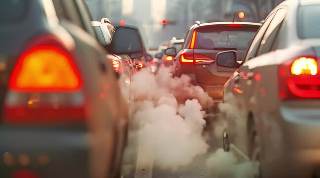 Clip of traffic jam on city road (mov) made with Ai generative technology