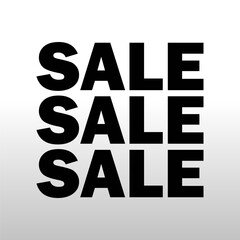 SALE inscription three times black letters white background separately isolated vector