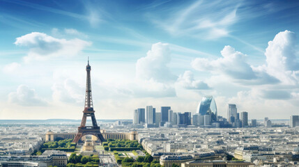 Obraz premium Majestic eiffel tower standing above paris skyline on a sunny day