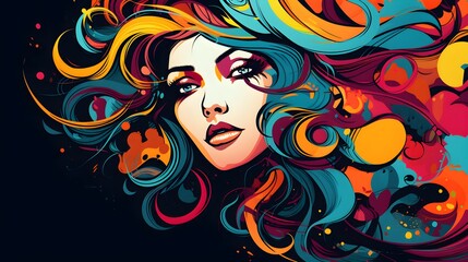 woman face with colorful hairstyle