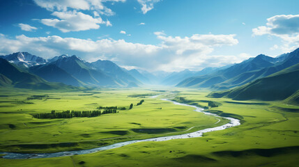 Winding rivers and meadows.