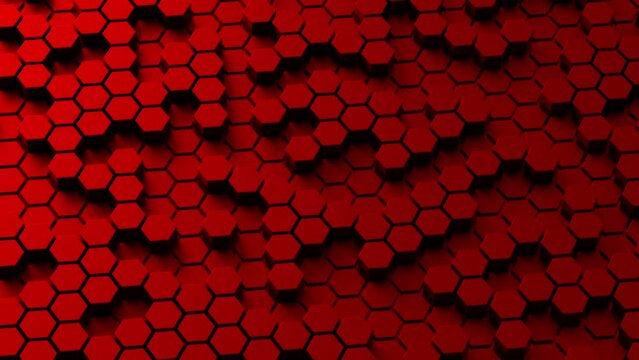 Abstract red honeycomb. Abstract Hexagonal Diamonds. Modern template for documents, reports and presentations. Sci-Fi Futuristic. 4K motion graphic video. Seamless looping