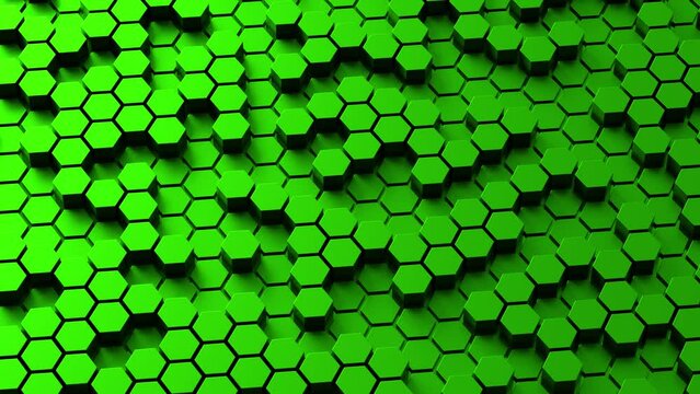 Abstract green honeycomb. Abstract Hexagonal Diamonds. Modern template for documents, reports and presentations. Sci-Fi Futuristic. 4K motion graphic video. Seamless looping