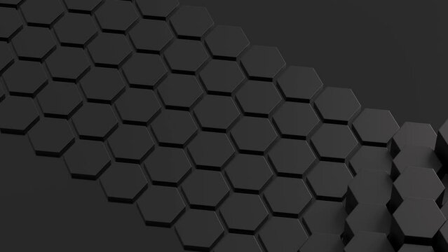 Abstract black honeycomb. Abstract Hexagonal Diamonds. Modern template for documents, reports and presentations. Sci-Fi Futuristic. 4K motion graphic video. Seamless looping