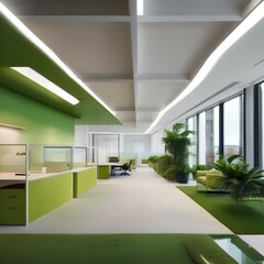 Fototapeta premium Green office spaces: Workplaces designed with energy-efficient and eco-friendly features4
