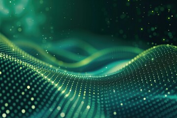 Futuristic abstract green polka dot gradient background of technology screen technology
