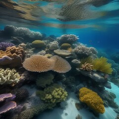 Naklejka na ściany i meble Ocean conservation: Coral reefs thriving in clear blue waters5