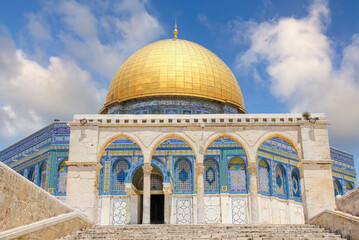 Fototapeta na wymiar Jerusalem, Israel - A view of the Dome of the Rock in Eastern Jerusalem, Israel 