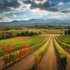 Fototapeta premium Provence region in South France. A perfect vineyard in autumn