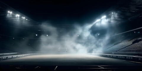 Fototapeta na wymiar photo of a stadium at night with white smoke