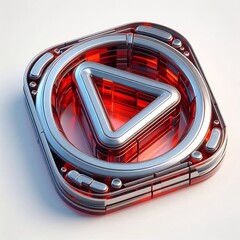 Obraz premium Play button made of Steel blent with green glass. AI generated illustration