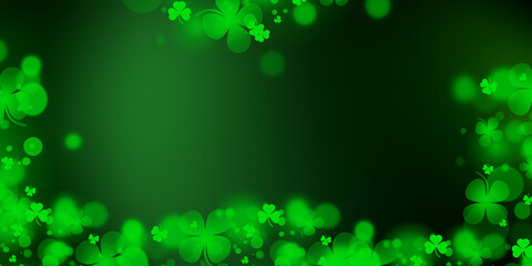 Green bokeh lights defocused for design Patrick's day background