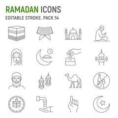 Ramadan line icon set, Islamic collection, vector graphics, logo illustrations, Muslim vector icons, Islamic signs, outline pictograms, editable stroke