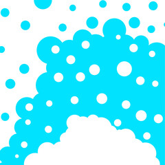 Soap bubbles on water on white background. The foam expands and flies. Vector illustration