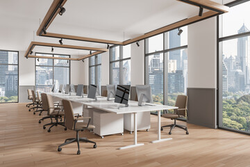 White and gray open space office corner