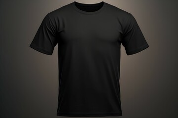 plain t-shirt mockup blank design black shirt on gray background 3D illustration
 - obrazy, fototapety, plakaty