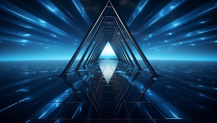 a blue triangle shaped light
