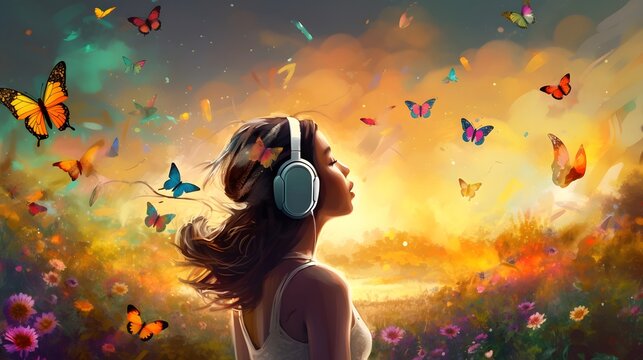 A jubilant person immersed in the joy of music