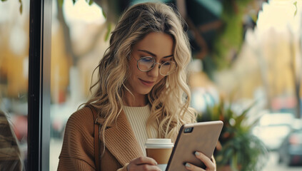 Young Woman Reading Tablet Concept
