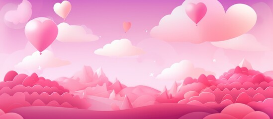 Fototapeta na wymiar Valentine's Day Dream - Hearts Adrift in a Pink Gradient Sky - Generative AI