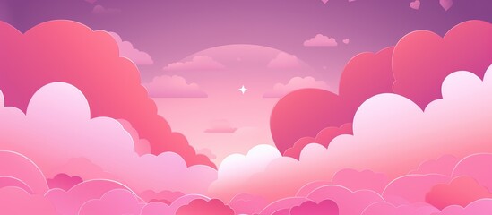 Fototapeta na wymiar Valentine's Day Dream - Hearts Adrift in a Pink Gradient Sky - Generative AI