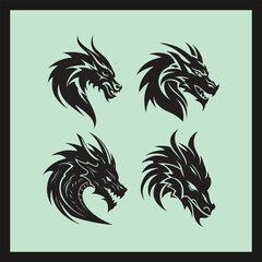 dragon head silhouette set