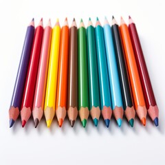 Fototapeta premium Colored crayons on a white background. Generative AI.