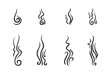 Smoke or Scent Steam Line Icon Set. Vector illustration