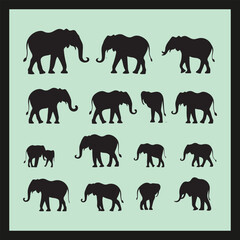 Elephant silhouette set