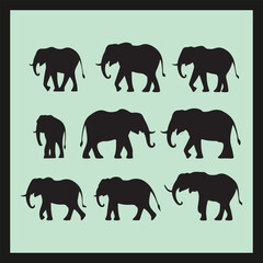 Elephant silhouette set
