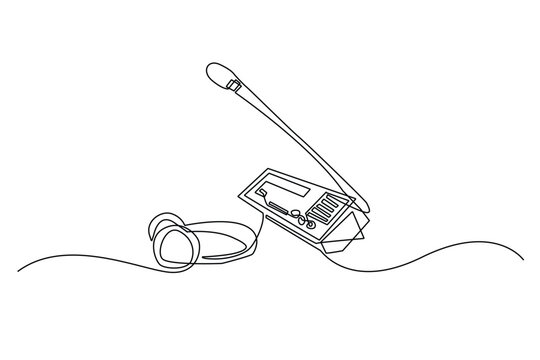 continuous line Microphone and switchboard .single line art Microphone and switchboard . press conferences, meetings, interpreters