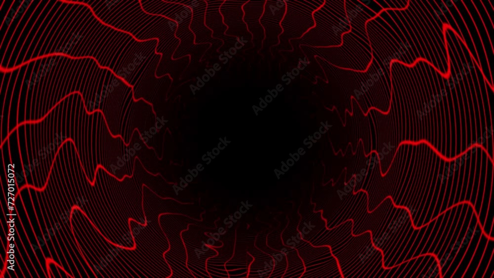 Poster red color 3d cylindrical hi-tech futuristic abstract tunnel in cyberspace background