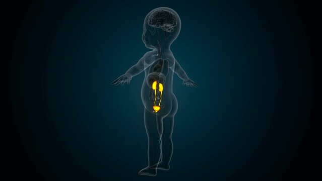 Human digestion liver,kidney,large intestine anatomy For medical concept 3d illustration