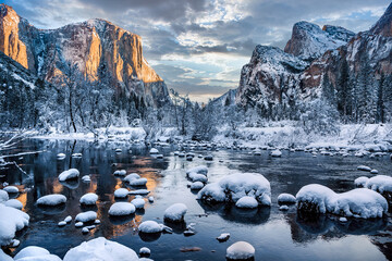 Sunrise after a Winter Storm on Yosemite Valley, Yosemite National Park, California