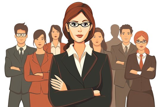 businesswoman in front of a group of people