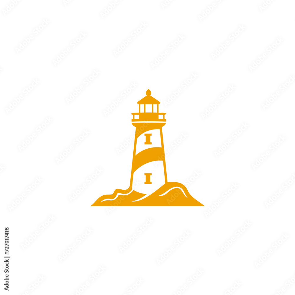 Wall mural lighthouse logo design vector template