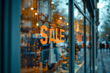 Sale Sign in Shop Window - obrazy, fototapety, plakaty