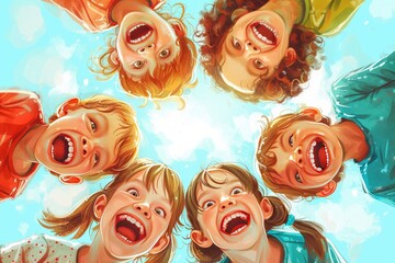 kids laughing together in a circle