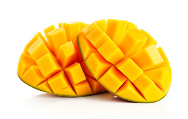 Sliced mango isolated on white background