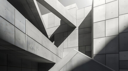 Minimalist office building with simplified geometric shapes. Concept of corporate business