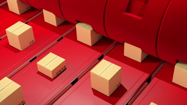 Factory Production Line: Looping Conceptual Animation of Consumer Goods Manufacturing
