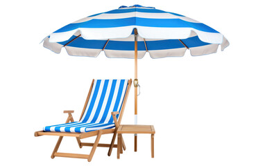 Beach Lounge Chair Umbrella Isolated on transparent background.