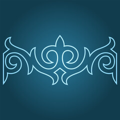 Obraz premium Vintage ornate linear ornaments in Kazakh traditional style. Asian floral designs. Abstract Asian elements of the national pattern of the ancient nomads of the Kyrgyz, Mongols, Kazakhs, Tatars.