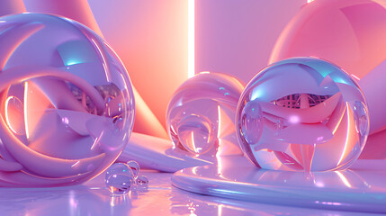 Enter a surreal dimension where abstract concepts and avant-garde aesthetics converge in these mesmerizing futuristic 3D renders. Vibrant colors, fluid shapes, and intricate patterns come to