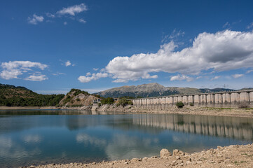 Alfedena, Abruzzo. The Montagna Spaccata lake