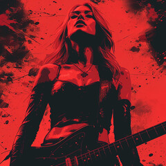A woman rocker guitarist with guitar