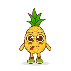 pineapple character in sweet expression while sticking out her tongue