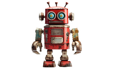 Bot vintage rob, Robot Isolated on transparent background.